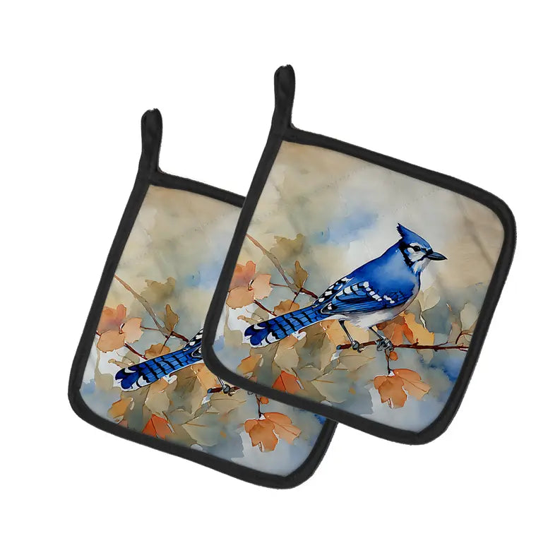 Blue Jay Pair of Pot Holders Caroline's Treasures