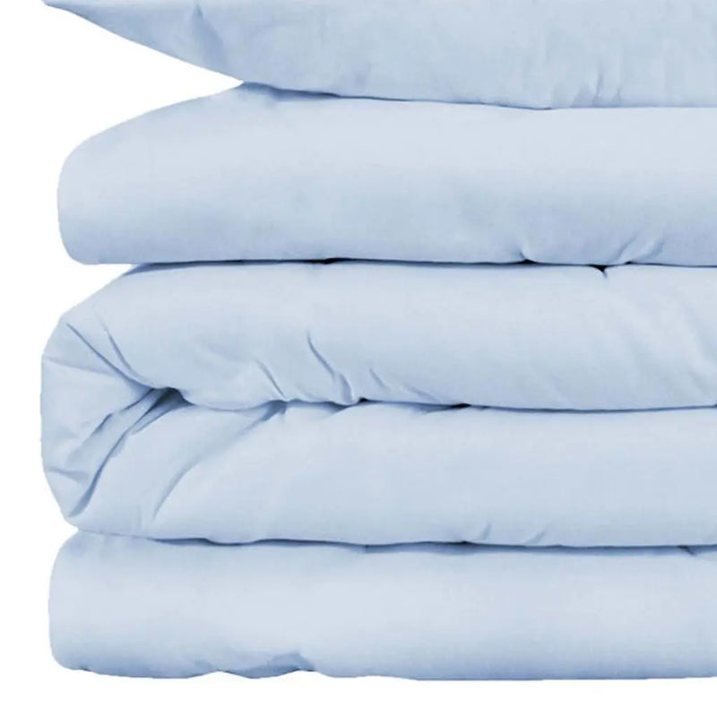 Blue King Cotton Blend Washable Duvet Cover Set Homeroots Bed & Bath