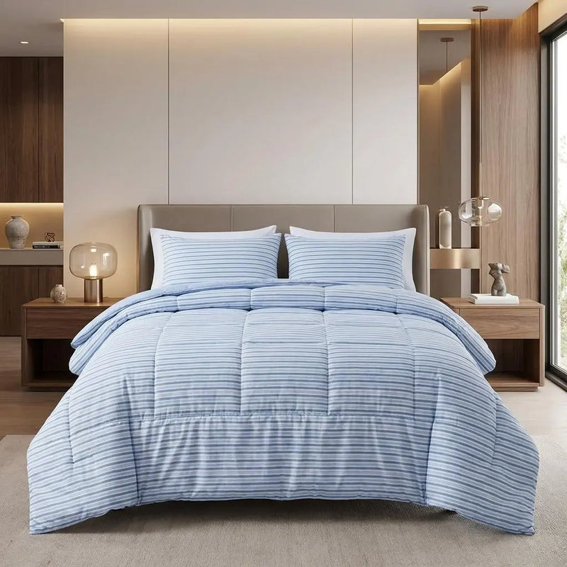 Blue King Cotton Blend Washable Duvet Cover Set Homeroots Bed & Bath