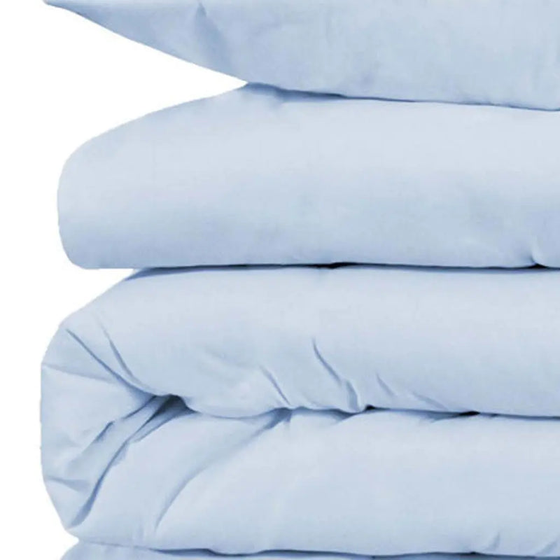 Blue King Cotton Blend Washable Duvet Cover Set Homeroots Bed & Bath