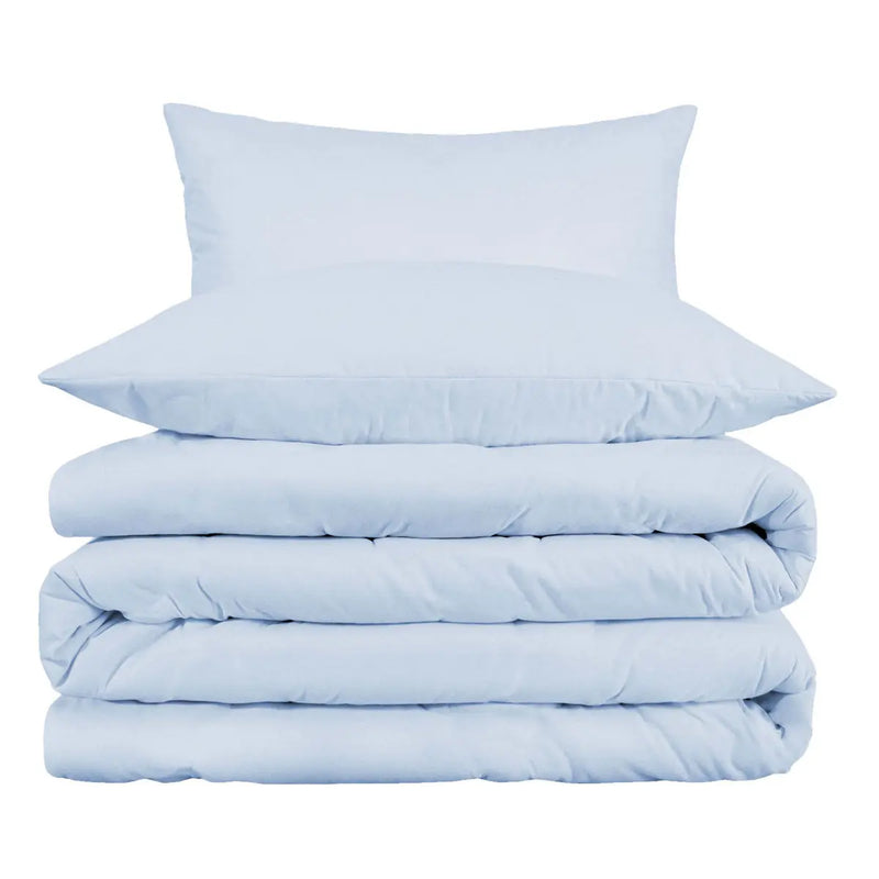 Blue King Cotton Blend Washable Duvet Cover Set Homeroots Bed & Bath