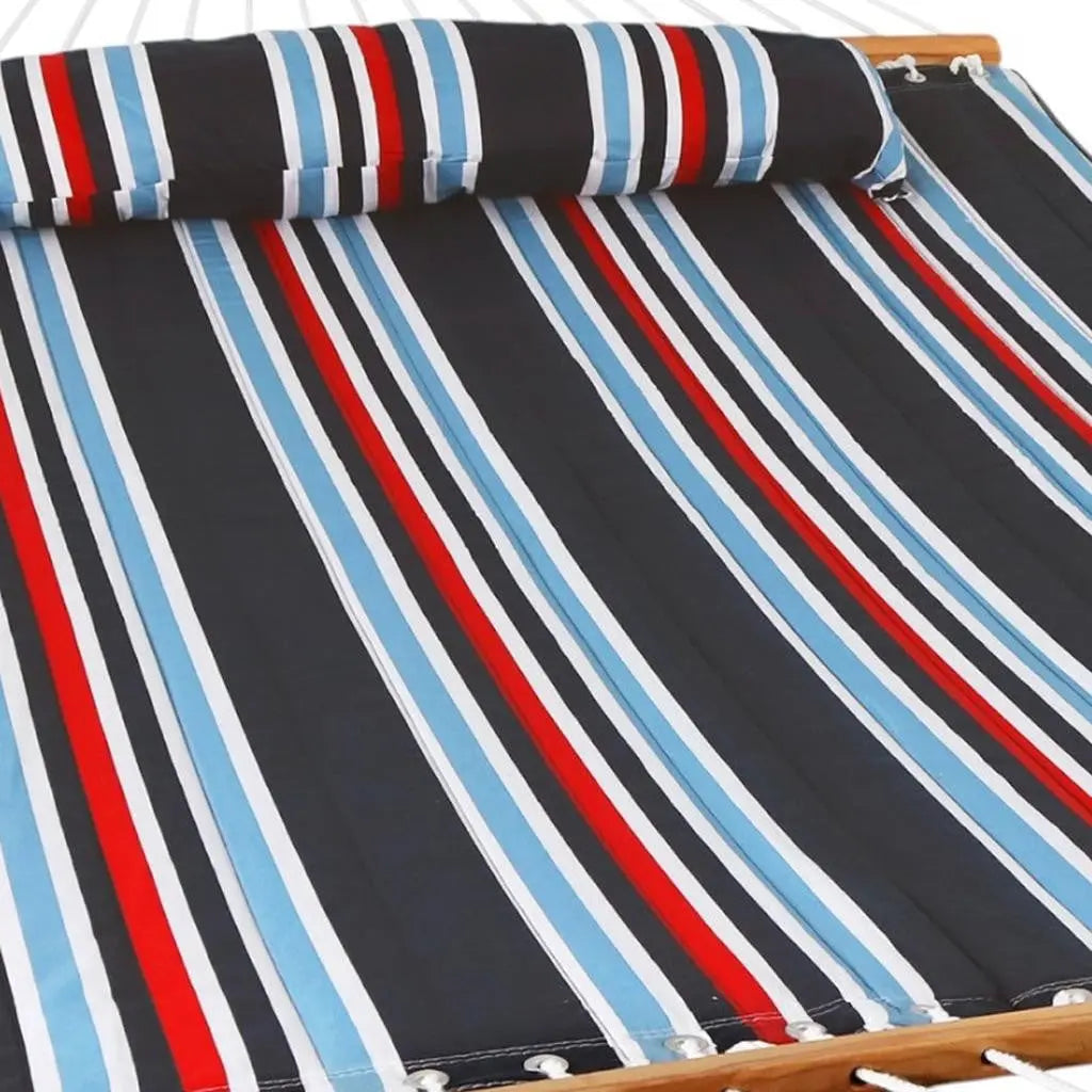 Blue Red And White Striped Double Hammock Homeroots Outdoor