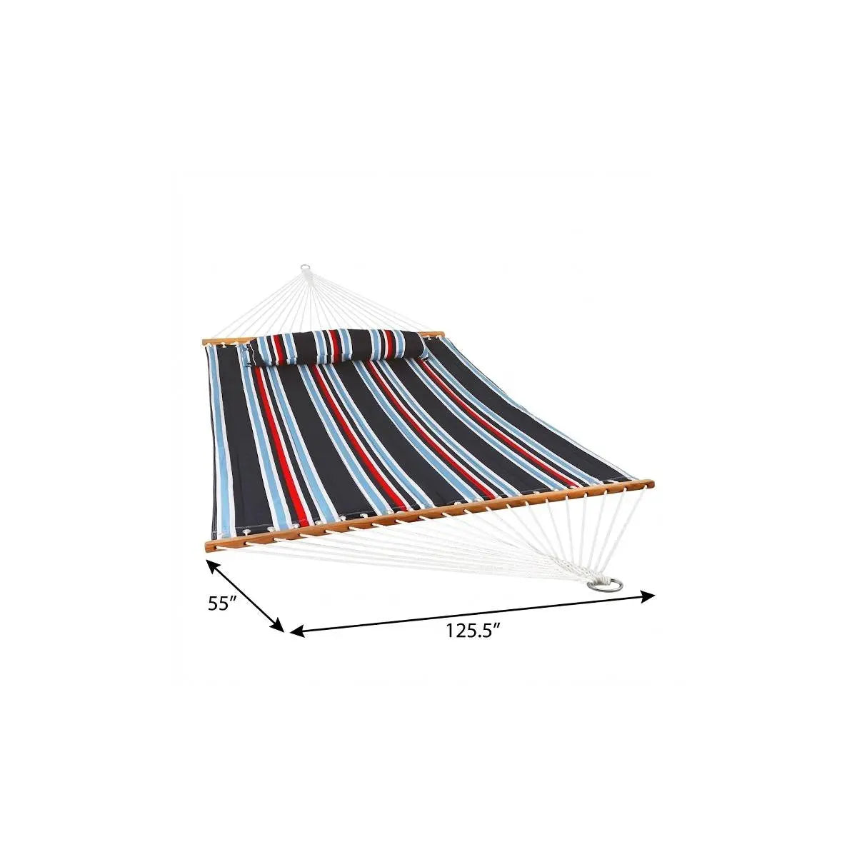 Blue Red And White Striped Double Hammock Homeroots Outdoor