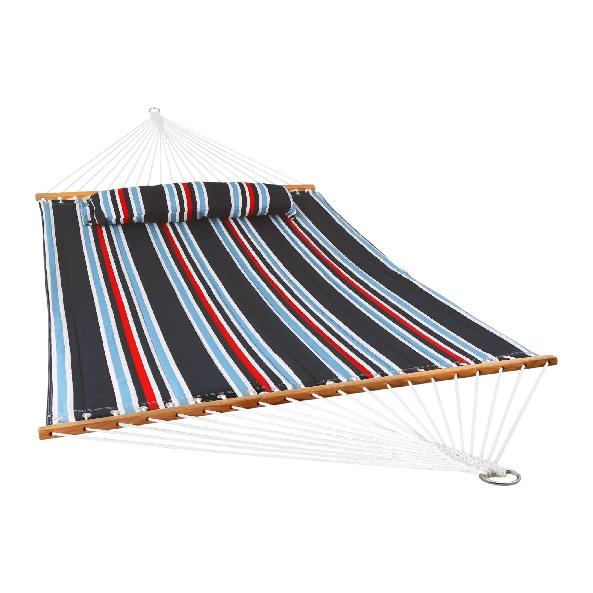 Blue Red And White Striped Double Hammock Homeroots Outdoor