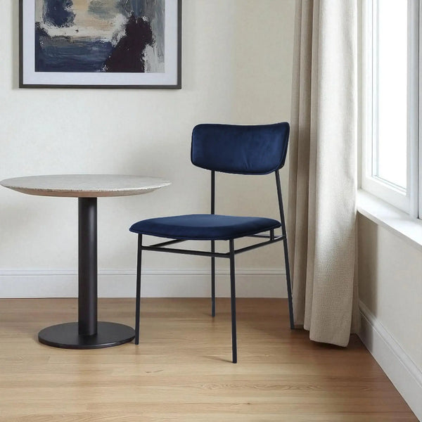 Blue and Black Velvet Open Back Dining Side Chair Homeroots Kitchen & Dining