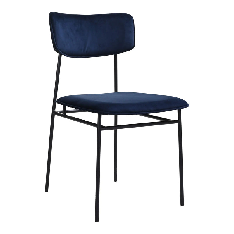 Blue and Black Velvet Open Back Dining Side Chair Homeroots Kitchen & Dining