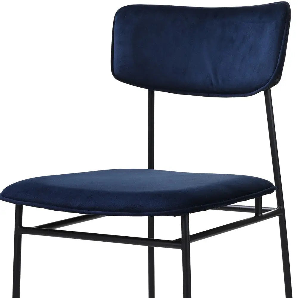 Blue and Black Velvet Open Back Dining Side Chair Homeroots Kitchen & Dining
