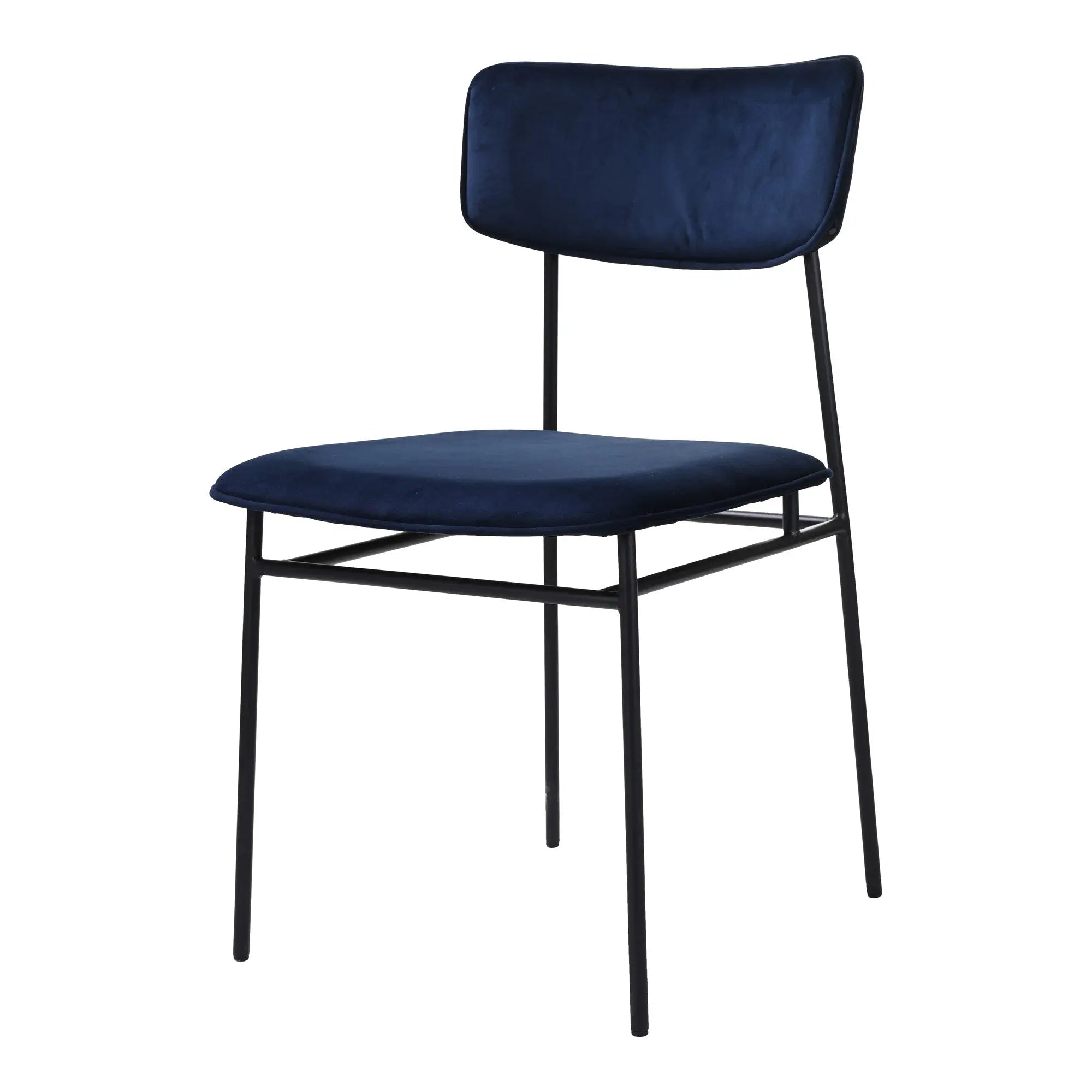Blue and Black Velvet Open Back Dining Side Chair Homeroots Kitchen & Dining
