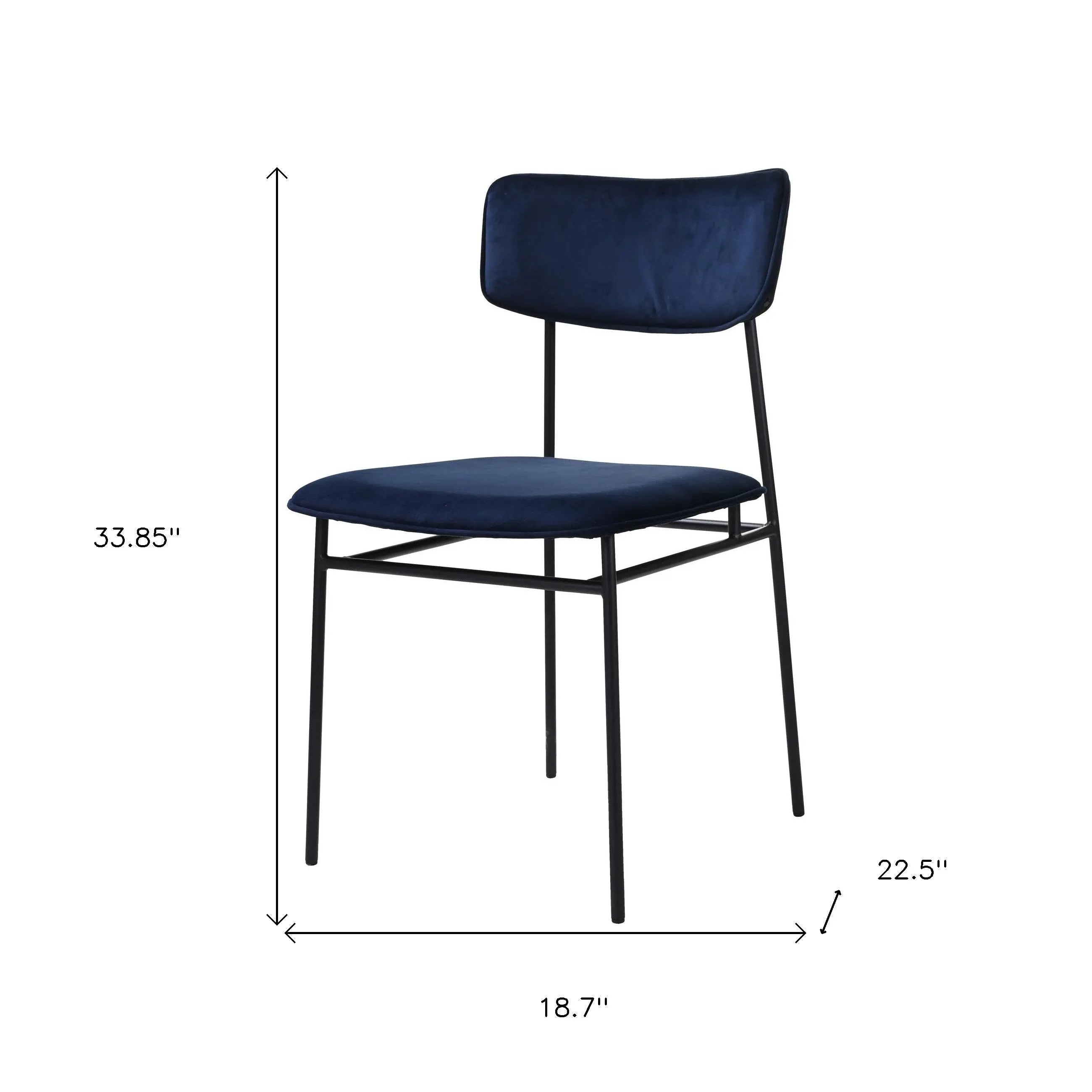 Blue and Black Velvet Open Back Dining Side Chair Homeroots Kitchen & Dining