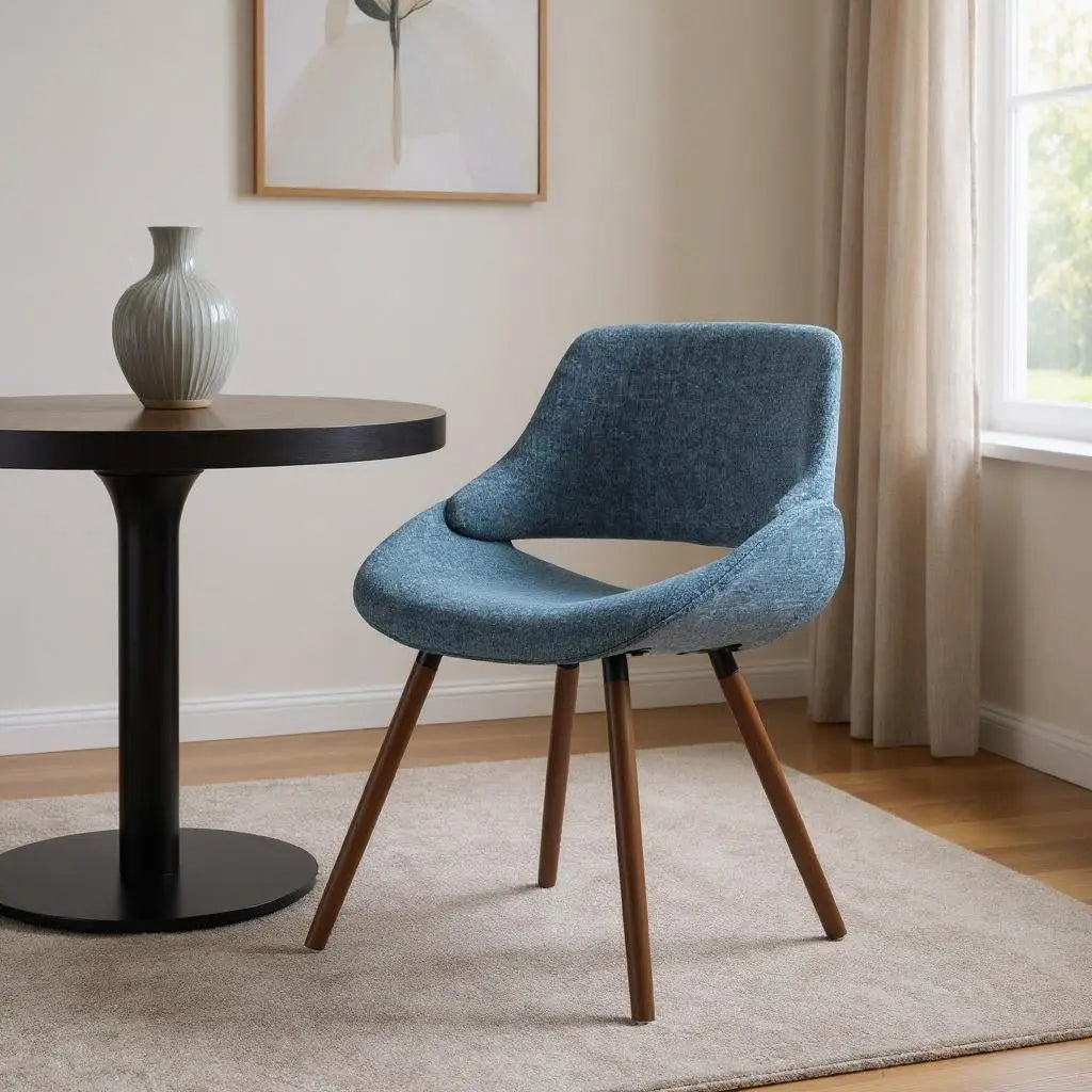 Blue and Natural Solid Wood Dining Parsons Chair Homeroots Kitchen & Dining