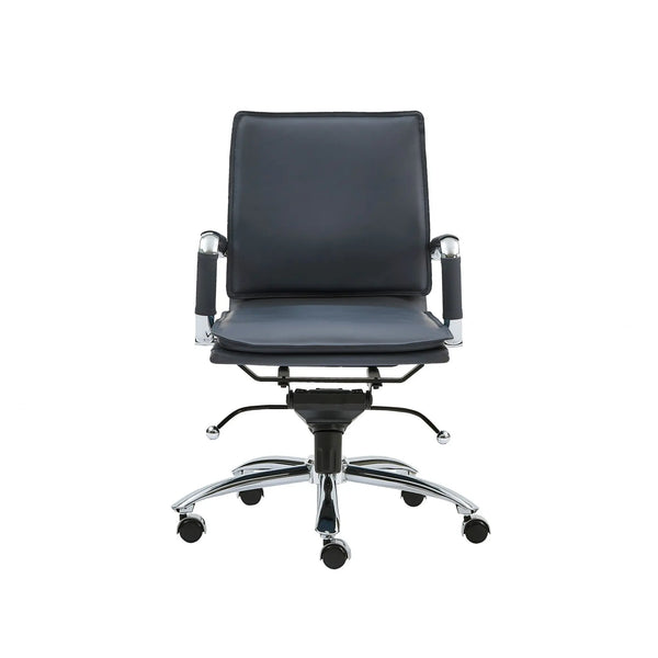 Blue and Silver Adjustable Swivel Faux Leather Rolling Conference Office Chair - GreatEagleInc