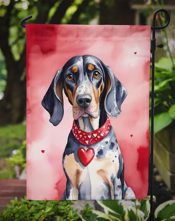 Bluetick Coonhound My Valentine Garden Flag Caroline's Treasures
