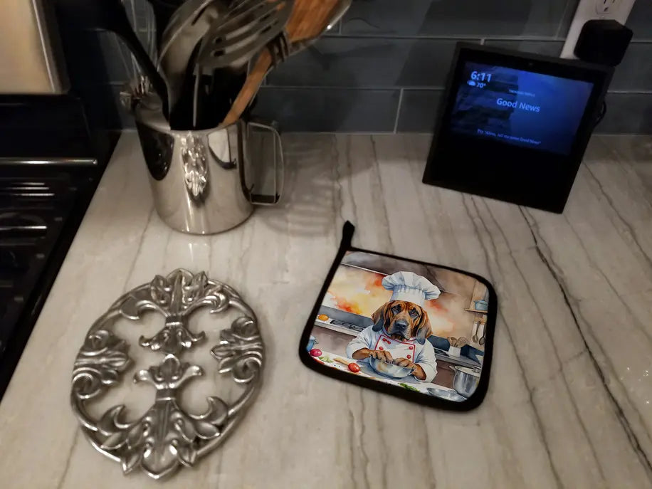 Bluetick Coonhound The Chef Pair of Pot Holders Caroline's Treasures