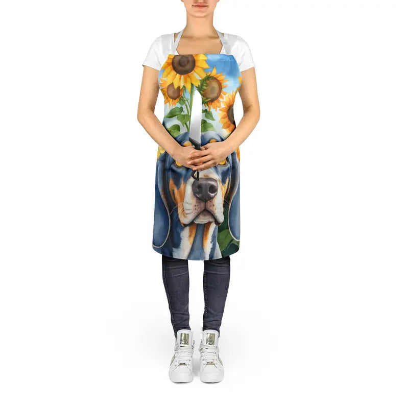 Bluetick Coonhound in Sunflowers Apron Caroline's Treasures