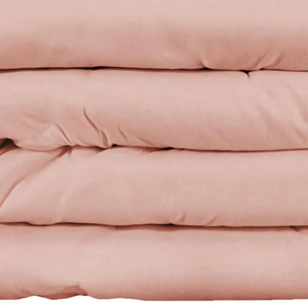 Blush Queen Cotton Blend Washable Duvet Cover Set Homeroots Bed & Bath