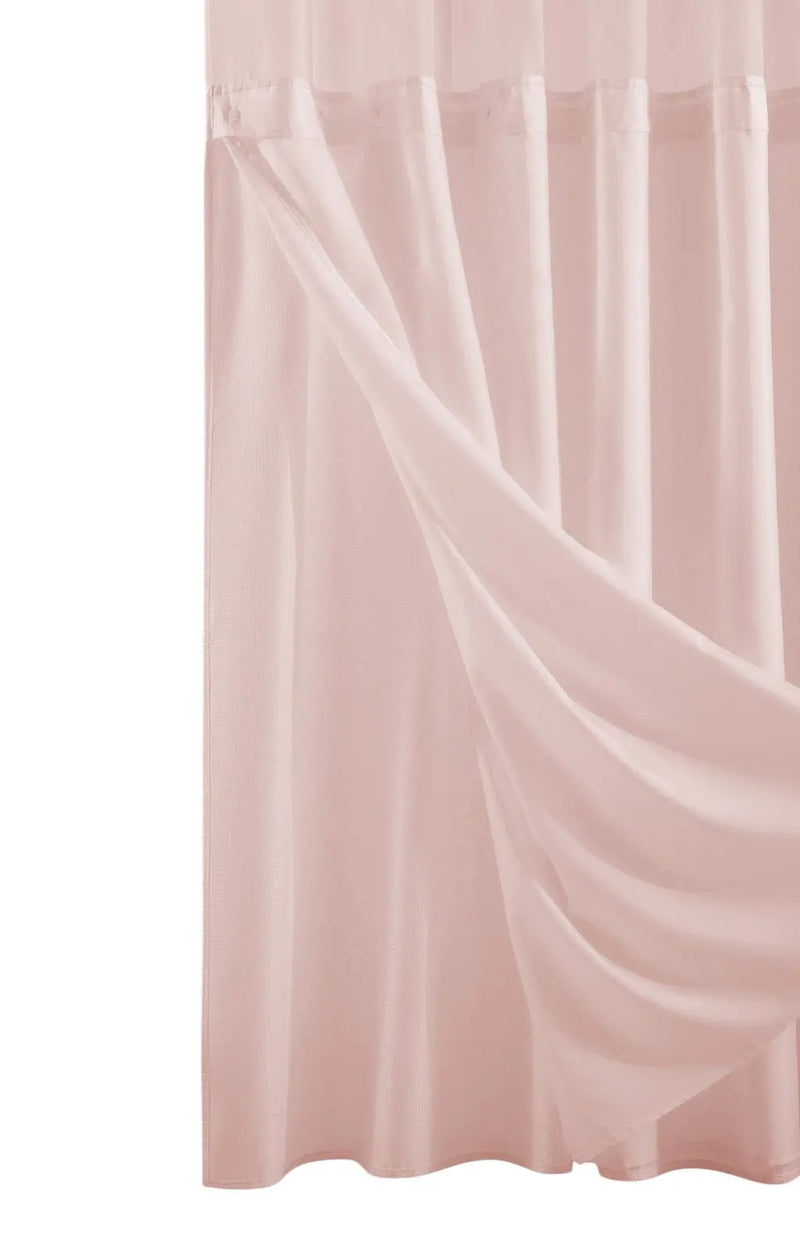 Blush Sheer and Grid Shower Curtain and Liner Set Homeroots Bed & Bath