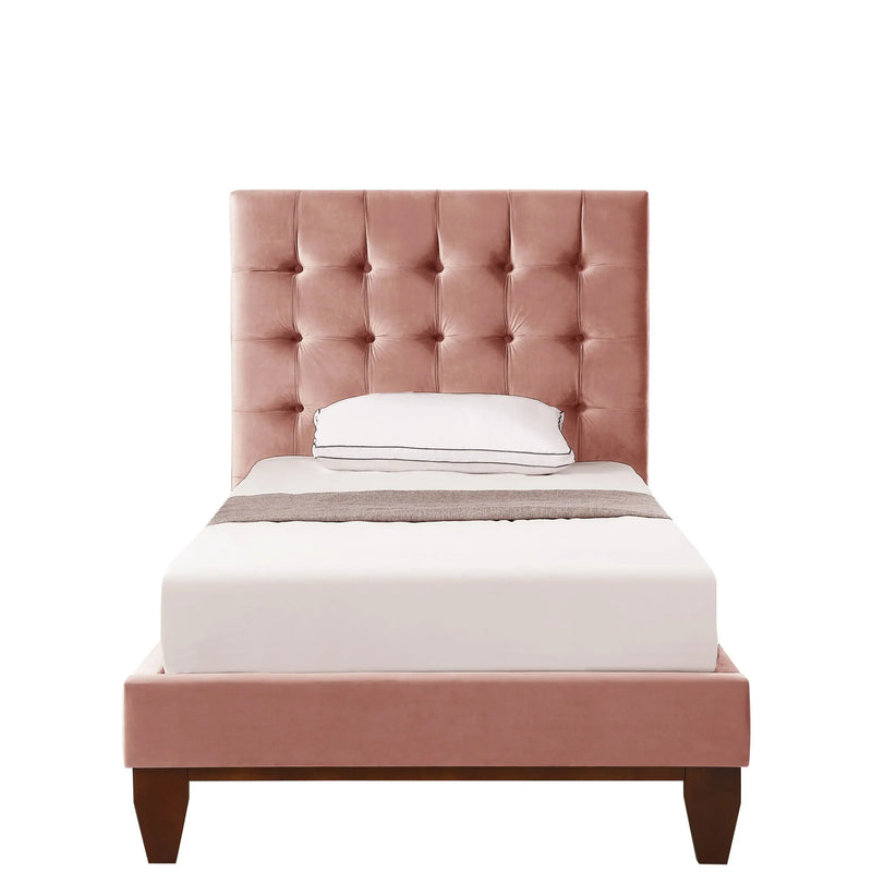 Blush Solid Wood Full Tufted Upholstered Velvet Bed Homeroots Bed & Bath