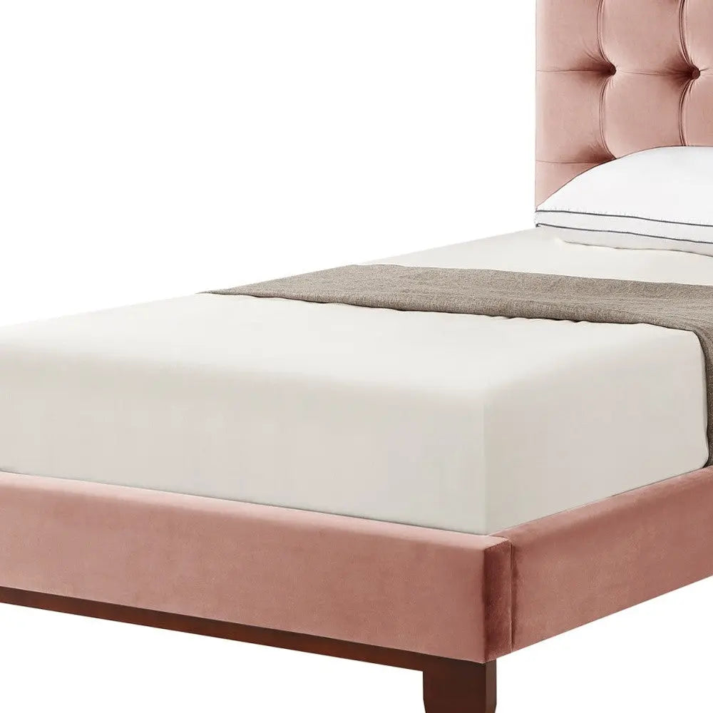 Blush Solid Wood Full Tufted Upholstered Velvet Bed Homeroots Bed & Bath