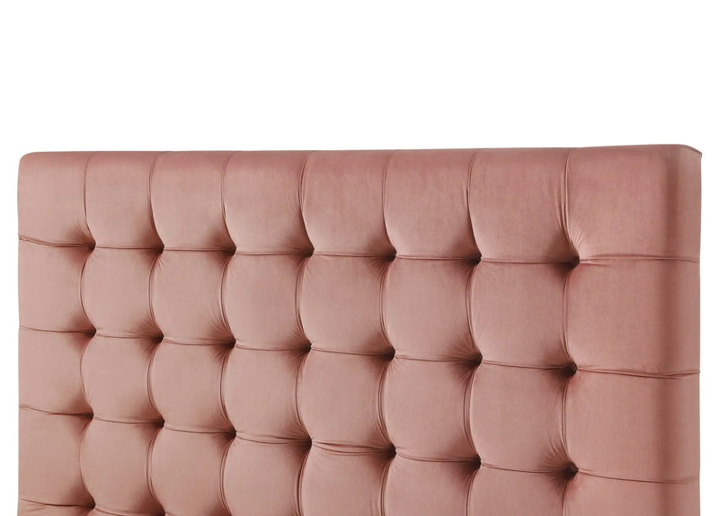 Blush Solid Wood Queen Tufted Upholstered Velvet Bed Homeroots Bed & Bath