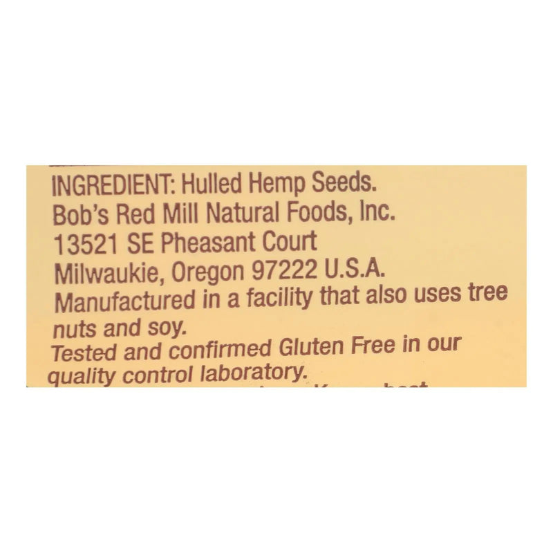 Bob's Red Mill - Seeds Hemp Hulled - Case Of 5-8 Oz Bob's Red Mill