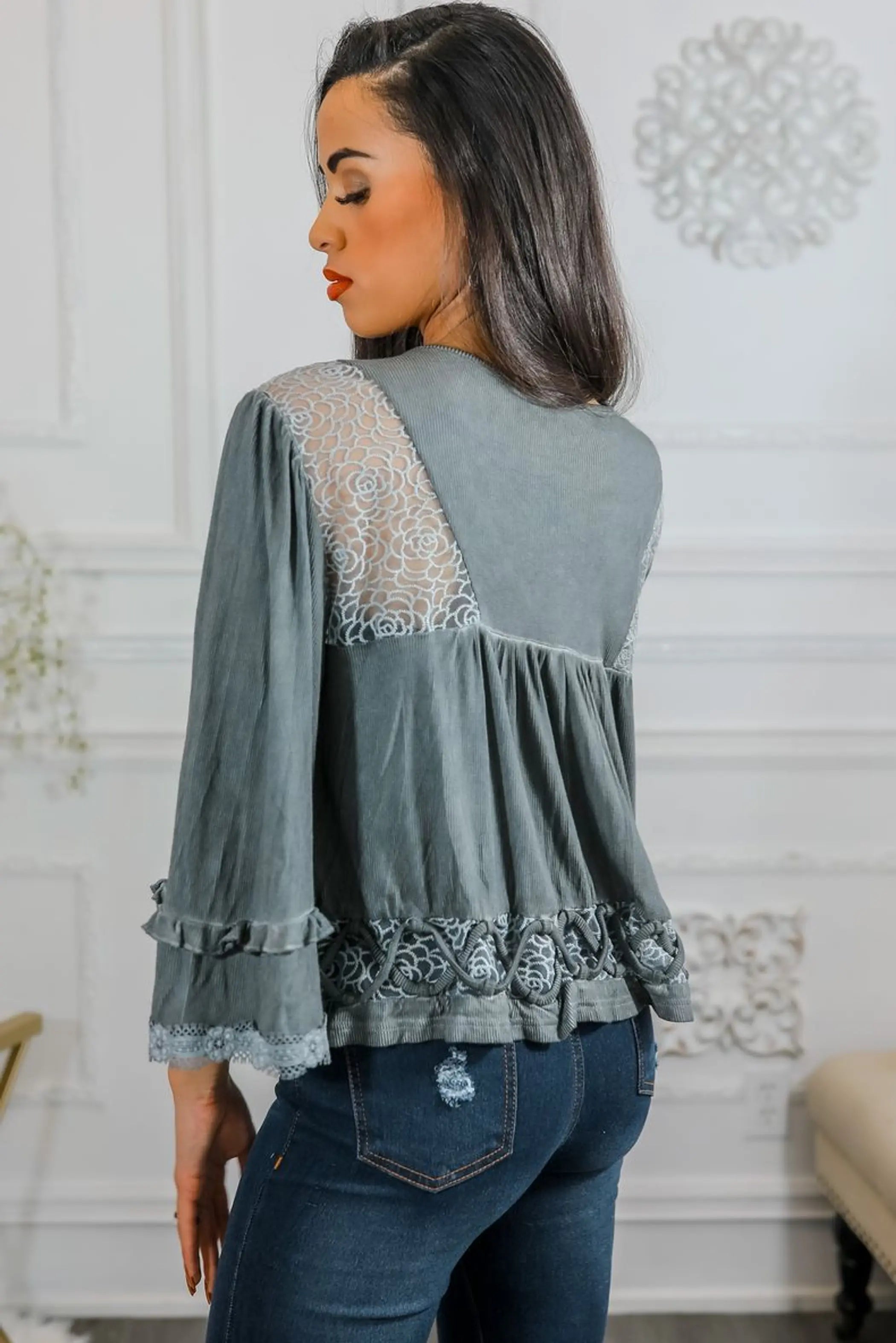 Bohemian Ribbed Flowers Top SurelyMine