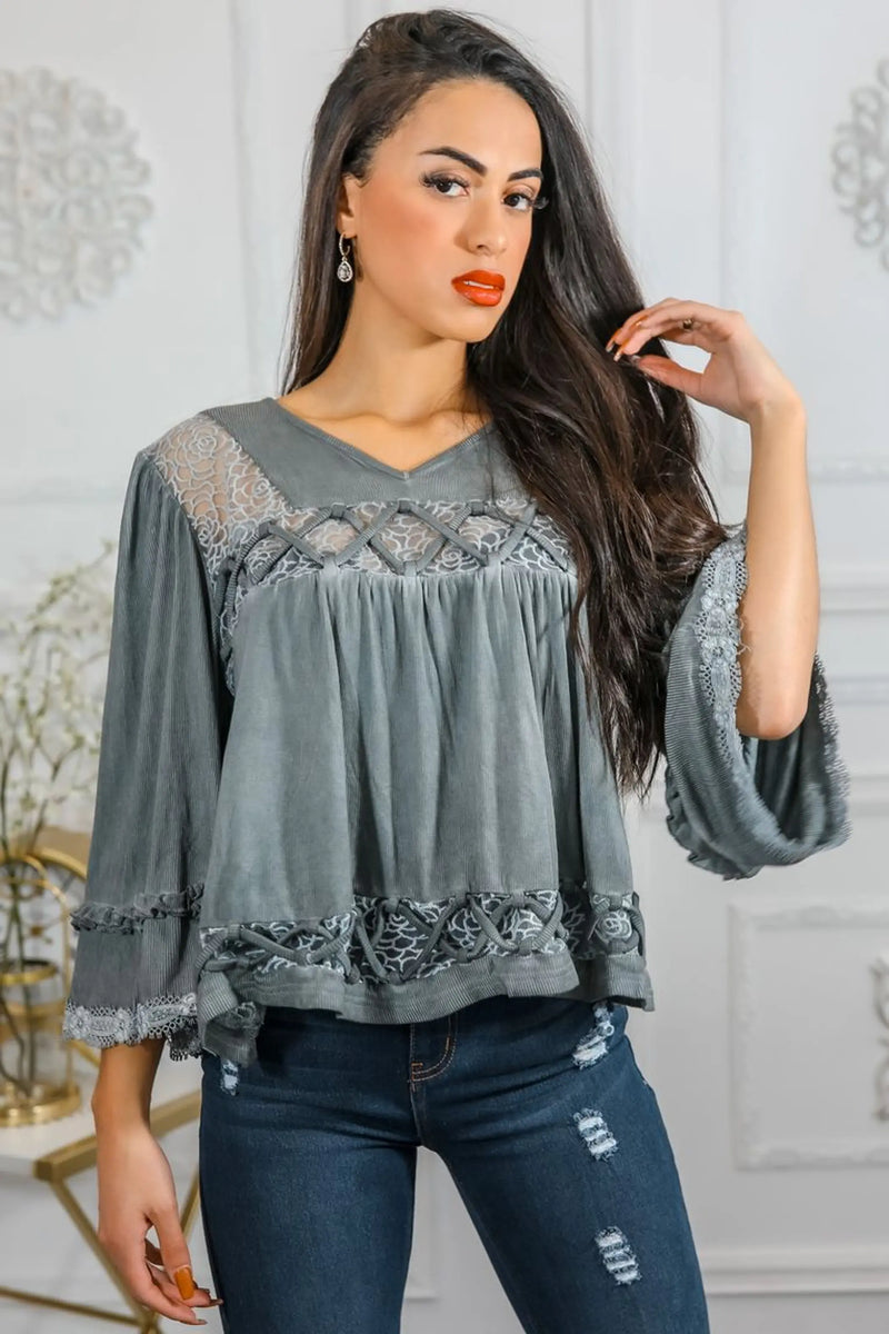 Bohemian Ribbed Flowers Top SurelyMine