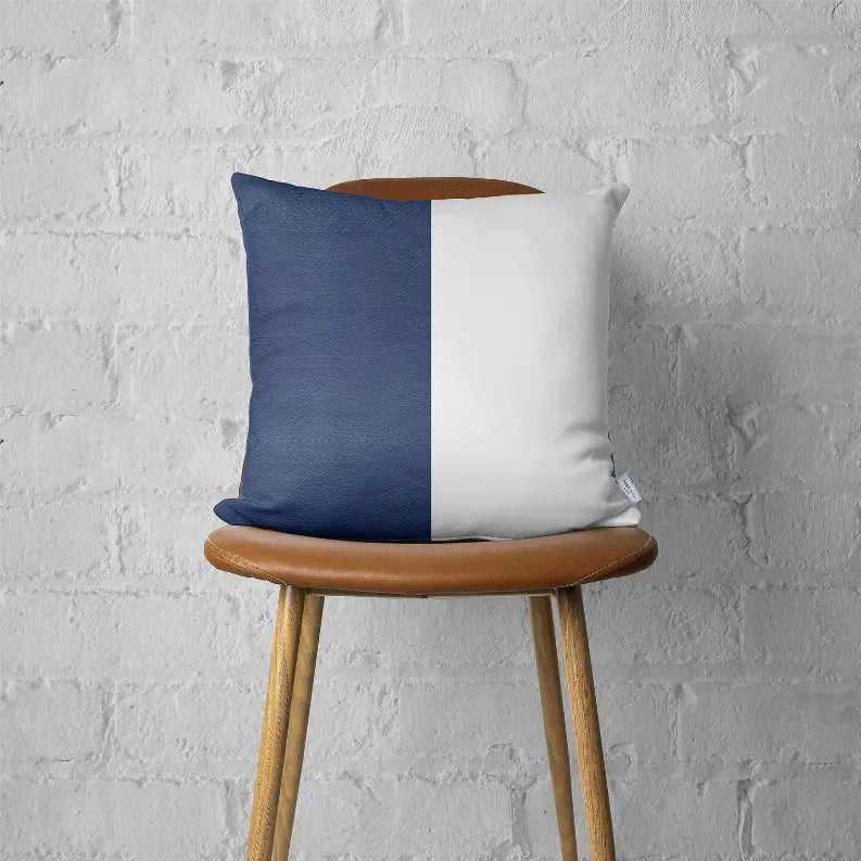 Bohemian Vegan Faux Leather Detailed Throw Pillow MIKE & Co. NEW YORK