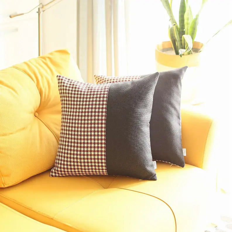 Boho-Chic Houndstooth Jacquard Throw Pillow Covers MIKE & Co. NEW YORK
