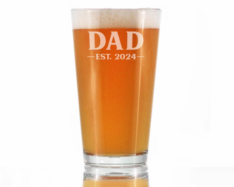 Bold 2024 Dad Pint Glass for Beer - New Dad Gifts and Decor Bevvee