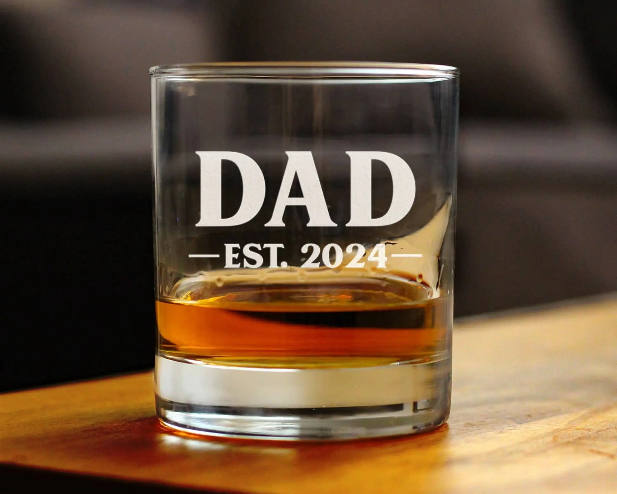 Bold 2024 Dad Whiskey Rocks Glass - New Dad Gifts and Decor Bevvee