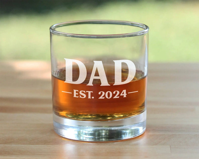 Bold 2024 Dad Whiskey Rocks Glass - New Dad Gifts and Decor Bevvee