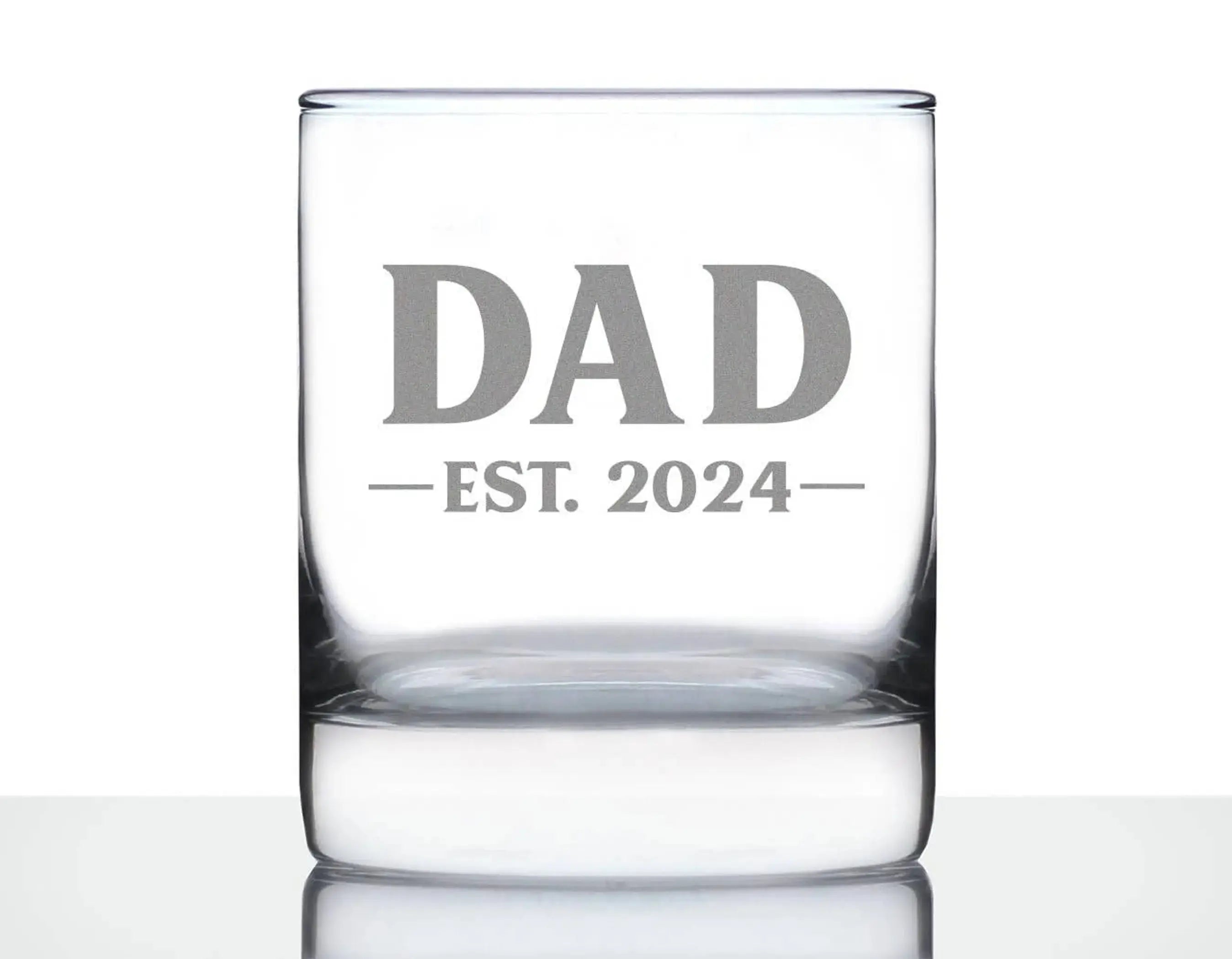 Bold 2024 Dad Whiskey Rocks Glass - New Dad Gifts and Decor Bevvee