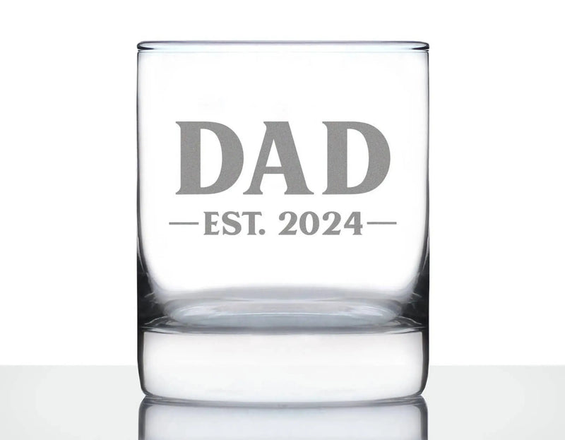 Bold 2024 Dad Whiskey Rocks Glass - New Dad Gifts and Decor Bevvee