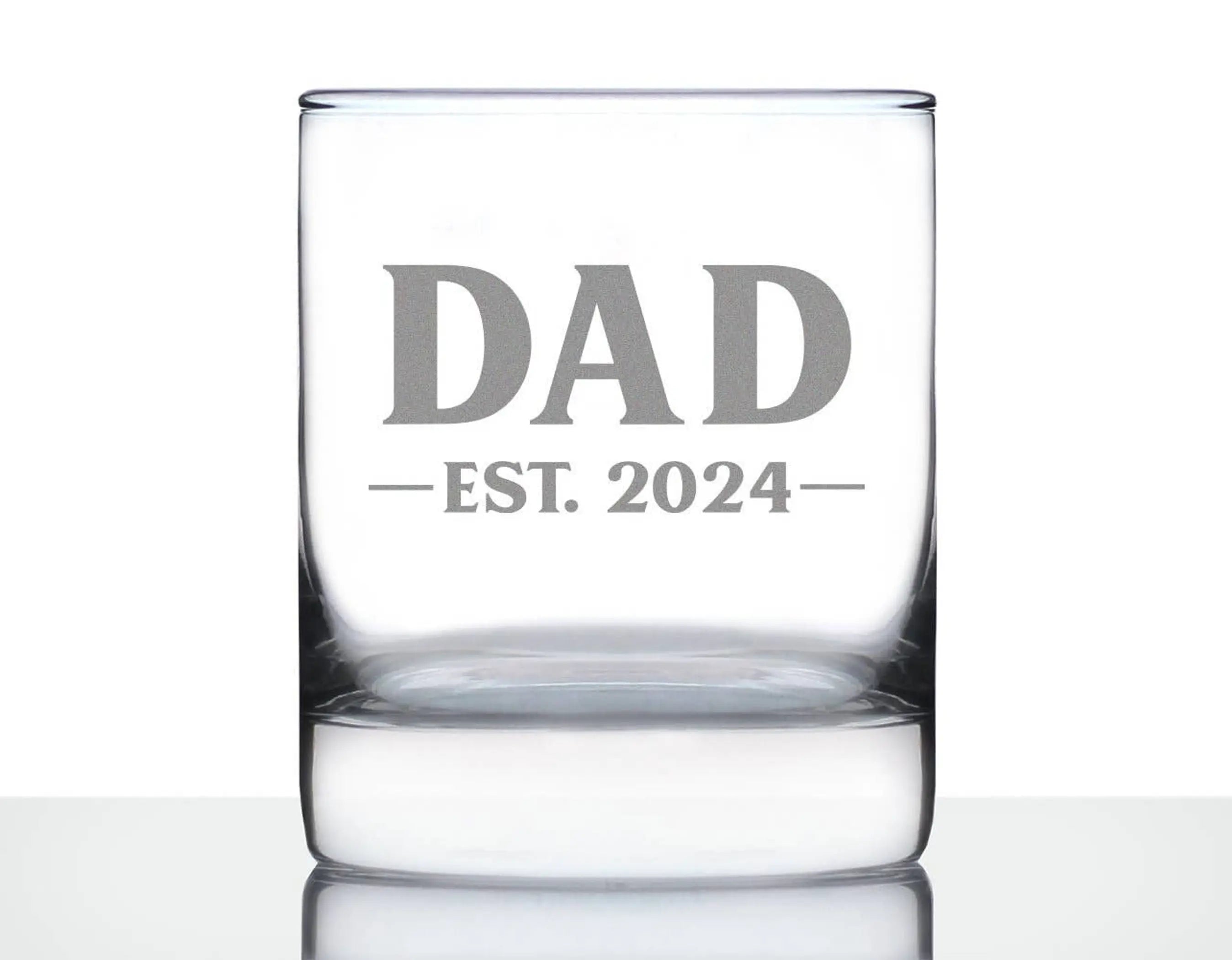 Bold 2024 Dad Whiskey Rocks Glass - New Dad Gifts and Decor Bevvee