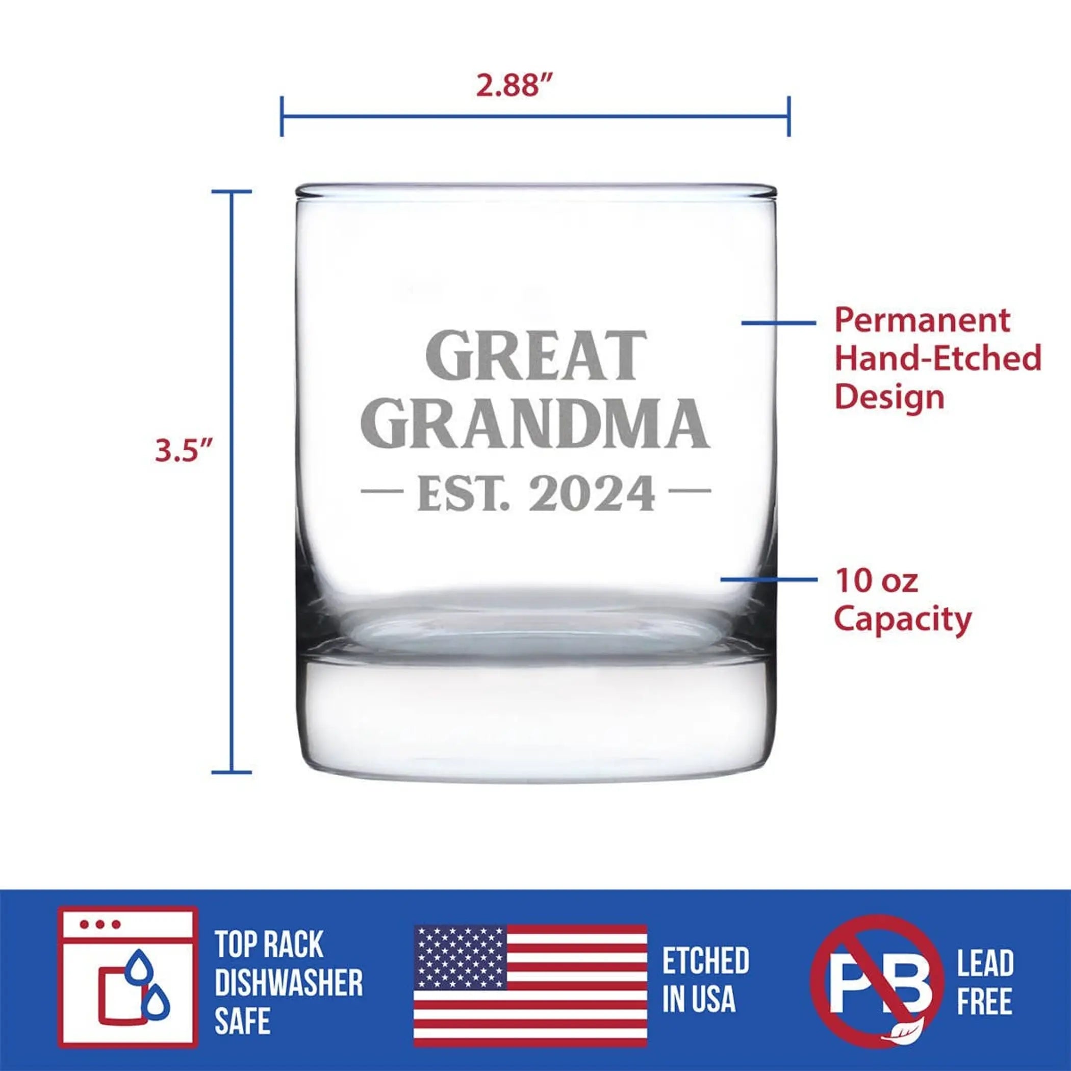 Bold 2024 New Great Grandma Whiskey Rocks Glass -  Gifts Bevvee