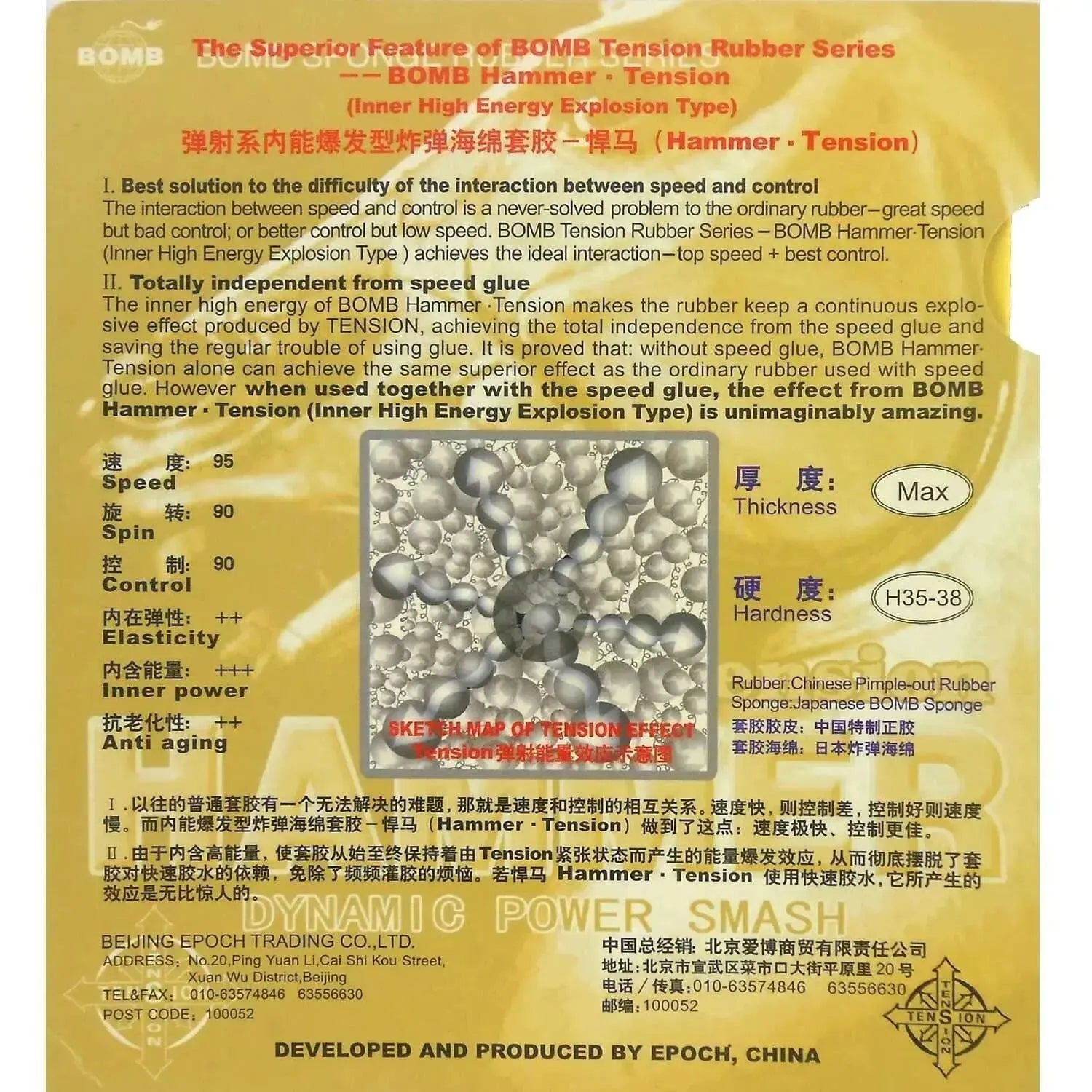 Bomb-Hammer-Tension-Standard-Short-Pips-Out-Table-Tennis-PingPong-Rubber-With-Sponge-FreeDropship-335311527