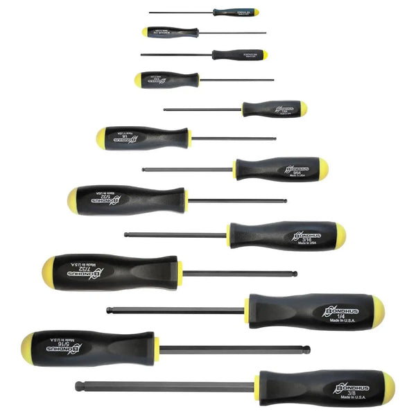 Bondhus Balldriver Sae Hex Ball End Screwdrivers .050" To 3/8" (13 Piece) BONDHUS