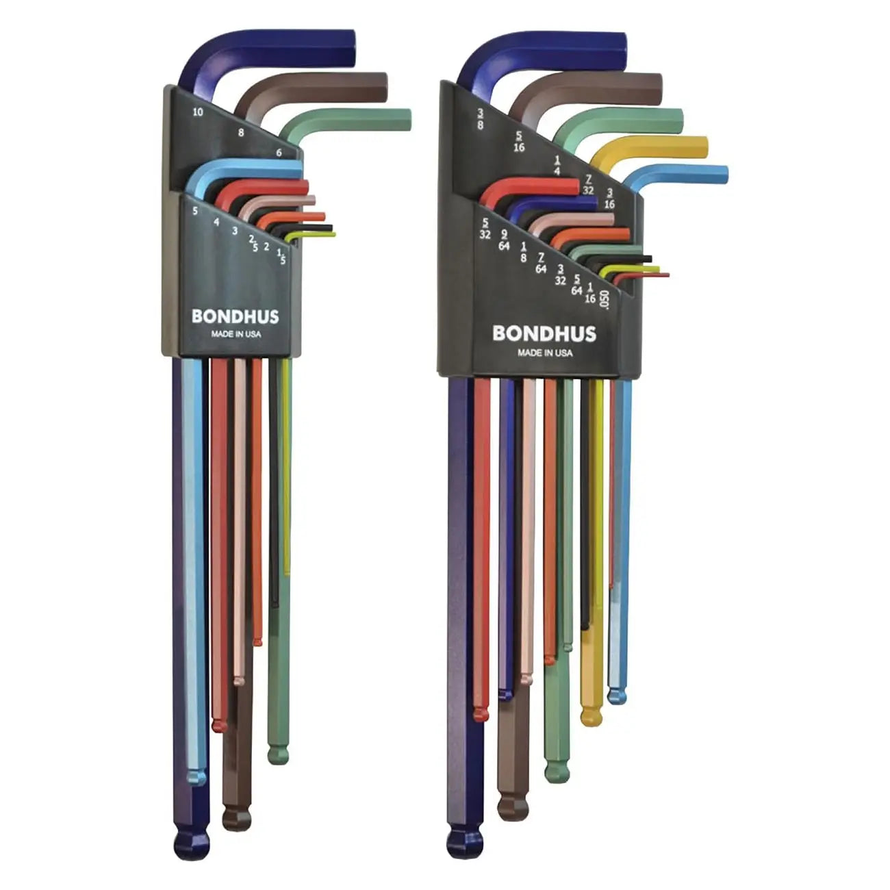 Bondhus Colorguard Plated Balldriver Metric/sae Ball End Hex L-keys Double Set (22 Piece) BONDHUS