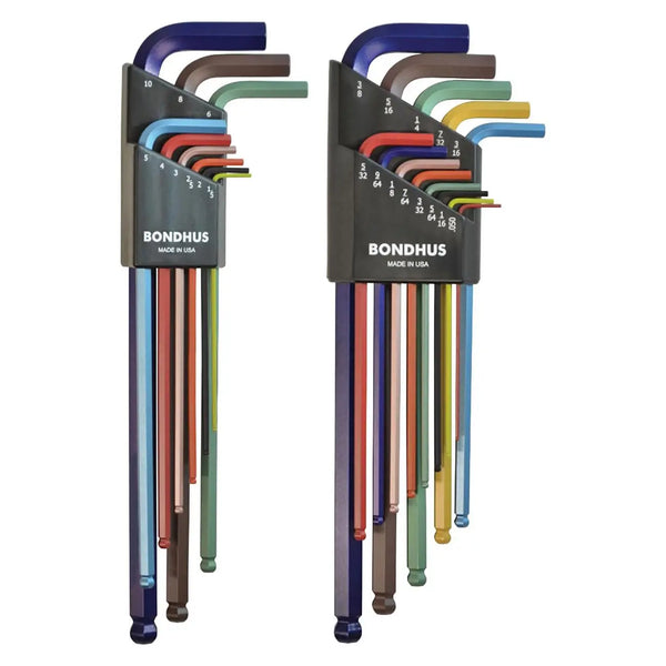 Bondhus Colorguard Plated Balldriver Metric/sae Ball End Hex L-keys Double Set (22 Piece) BONDHUS