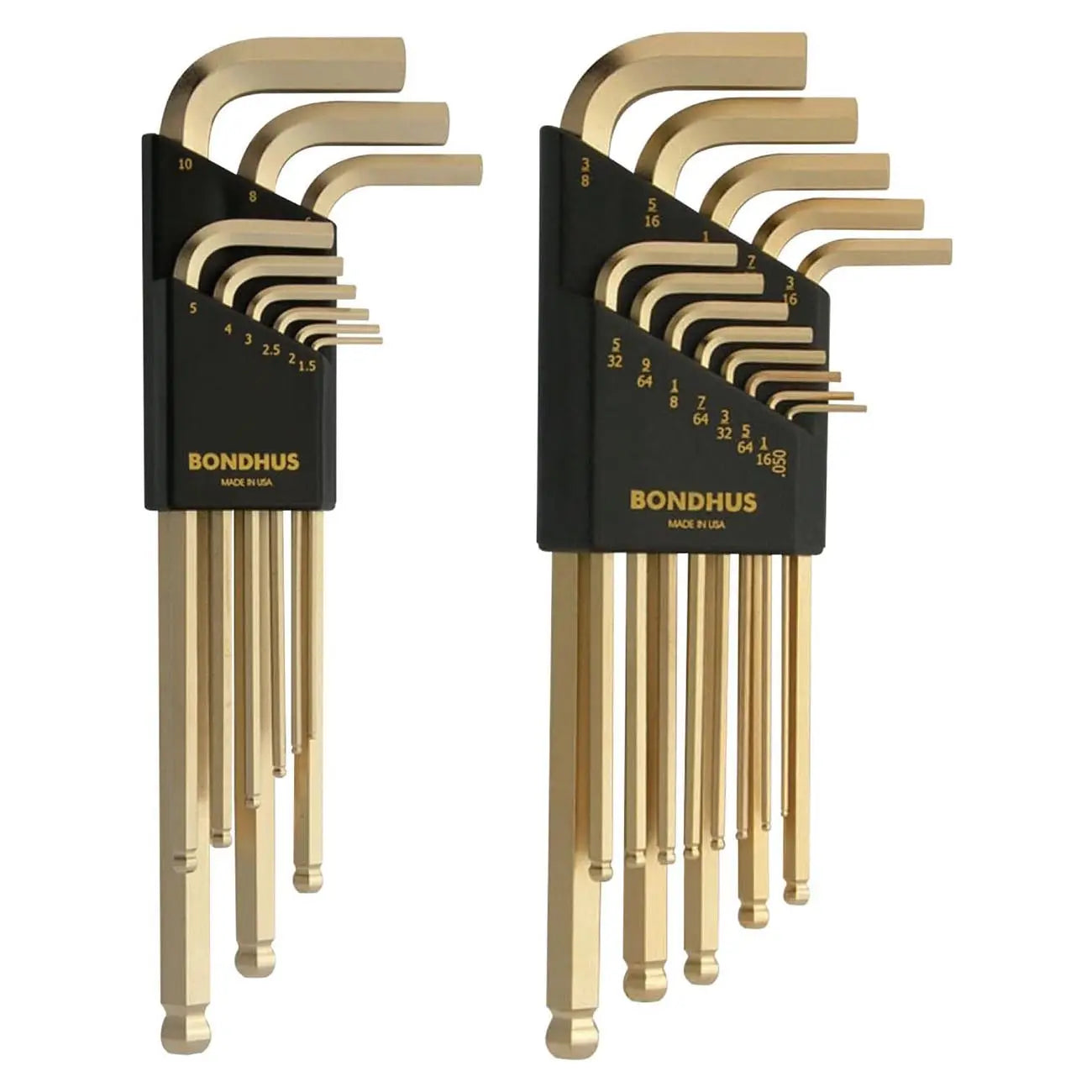 Bondhus Goldguard Plated Balldriver Metric/sae Ball End Hex L-keys Double Set (22 Piece) BONDHUS
