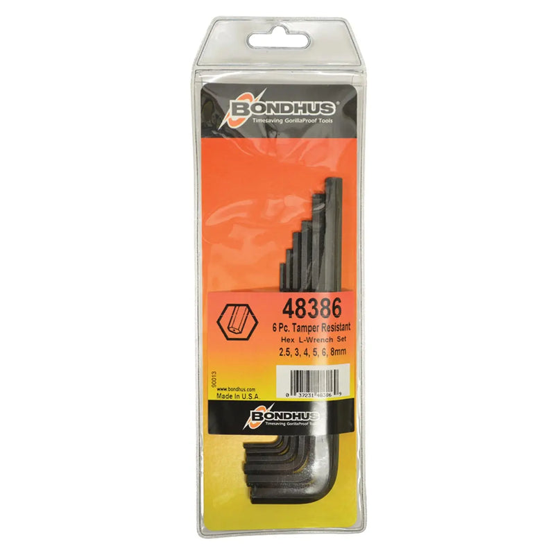 Bondhus Set 6 Hex Tamper Resistant Lwrenches BONDHUS