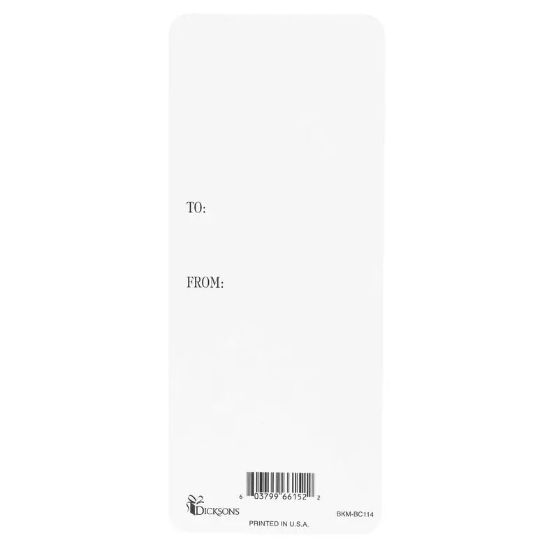 White gift tag with blank spaces for "To" and "From," durable cardstock, ideal for personalized gifting.