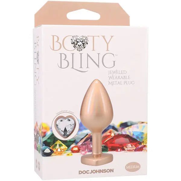 Booty Bling Metal Heart Plug - Medium - Gold Doc Johnson