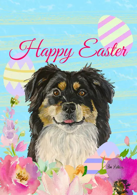 Border Collie - Hippie Hound Studios Easter  House and Garden Flags Best of Breed