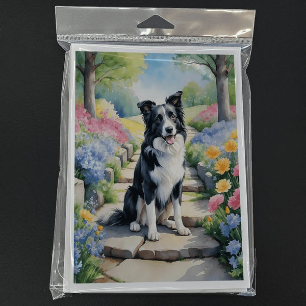 Border Collie Spring Path Greeting Cards Pack of 8 Caroline's Treasures