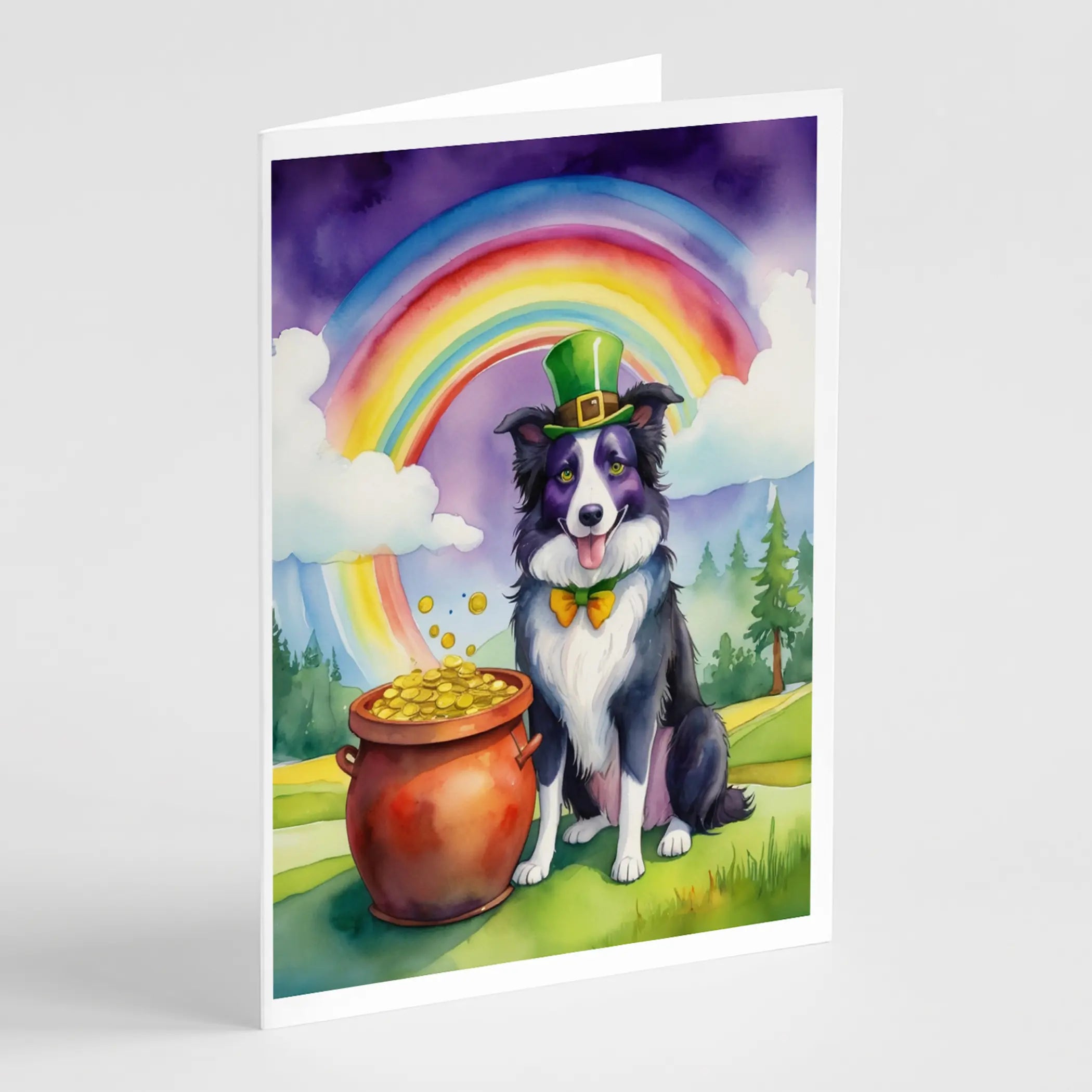 Border Collie St Patrick's Day Greeting Cards Pack of 8 Caroline's Treasures