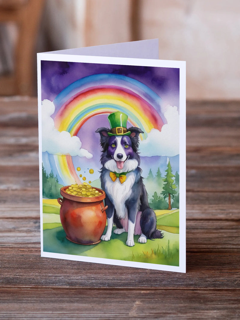 Border Collie St Patrick's Day Greeting Cards Pack of 8 Caroline's Treasures