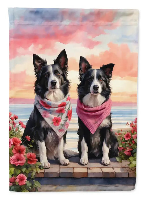 Border Collie Two Hearts Garden Flag Caroline's Treasures