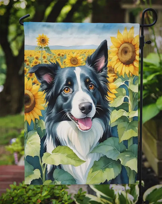 Border Collie in Sunflowers Garden Flag Caroline's Treasures