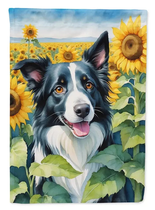 Border Collie in Sunflowers Garden Flag Caroline's Treasures